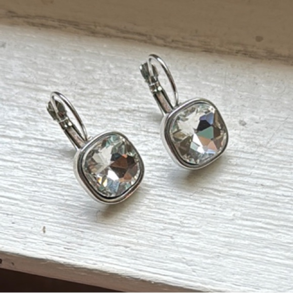 Dazzling Silver Crystal Drop Earrings